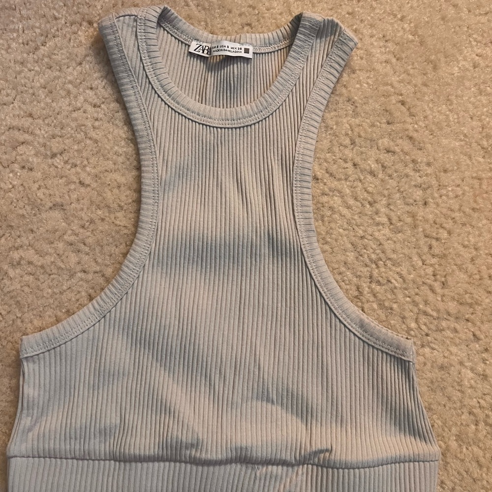 Zara Light Gray Ribbed Tank Top
